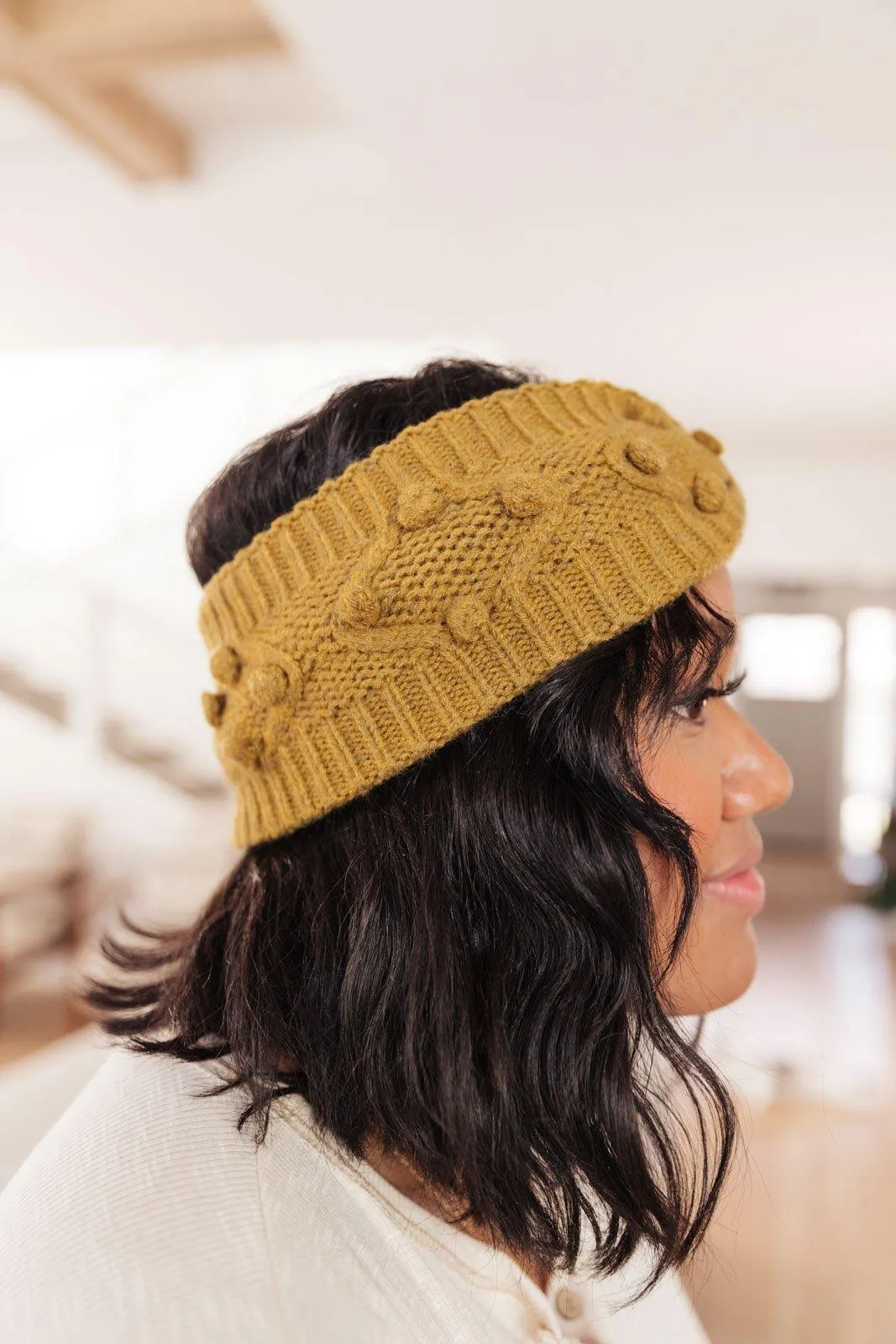 Hazel Blues® | Pom Knit Head Wrap in Mustard